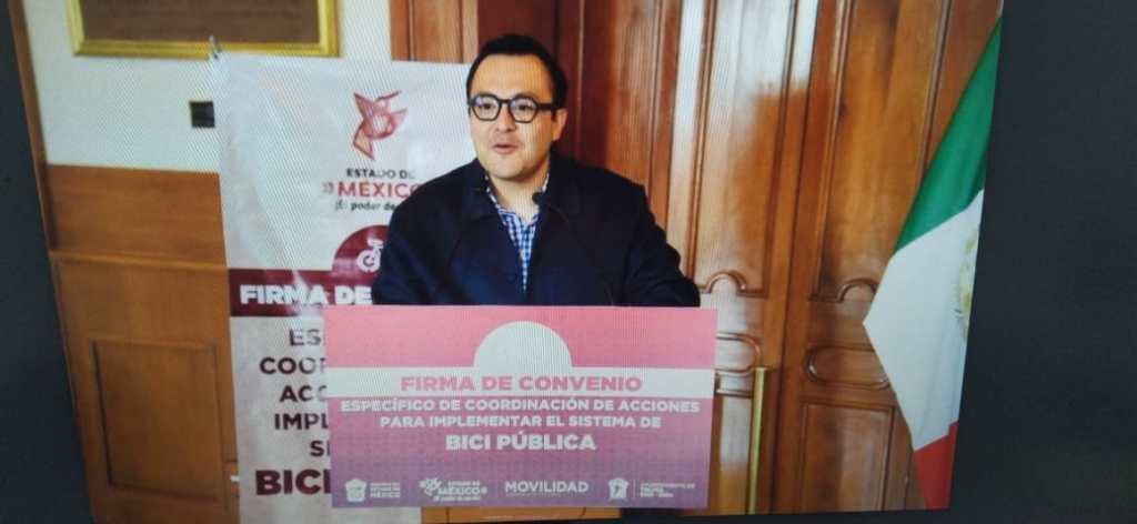 Firman Secretaría de Movilidad y Gobierno de Toluca acuerdo para instalar “Bici Pública” en la capital del&nbsp;estado.