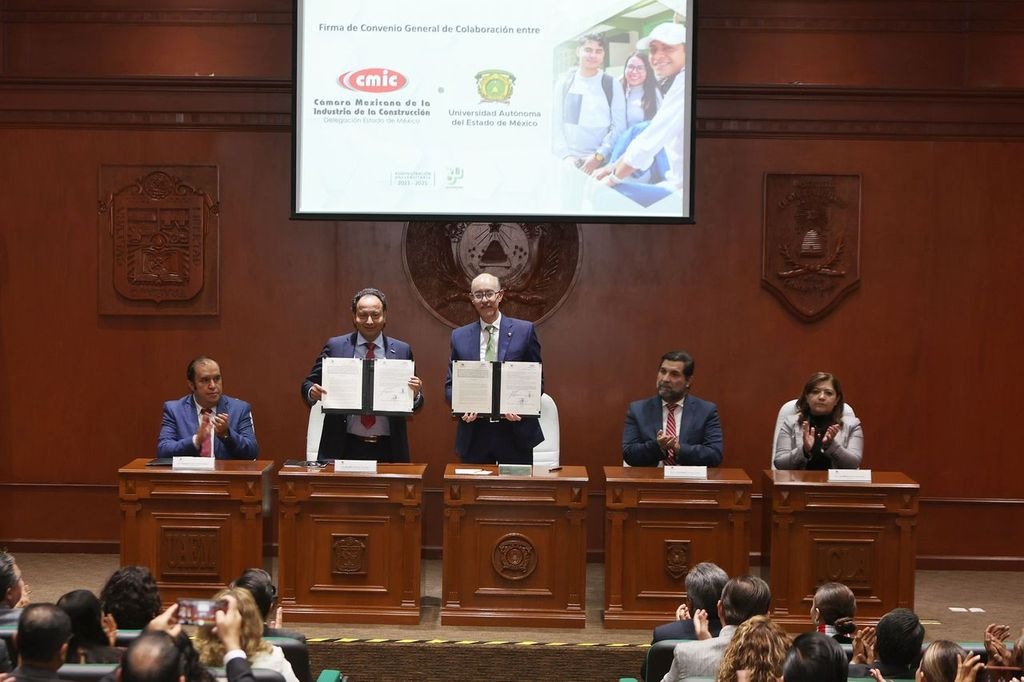 UAEMéx estrecha lazos con Cámara Mexicana de la Industria de la Construcción; beneficiará a estudiantado y trabajadores de este&nbsp;sector.