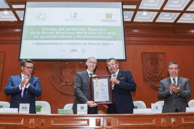 Recibe UAEMéx certificado Nivel Oro de la Norma Mexicana en Igualdad Laboral y No&nbsp;discriminación.