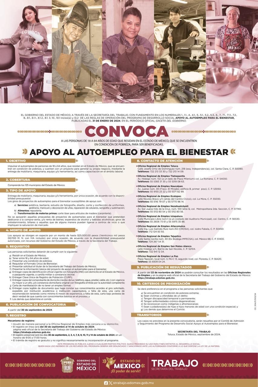 Apoya GEM a las y los mexiquenses para emprender un negocio con el programa “Autoempleo para el&nbsp;Bienestar”.