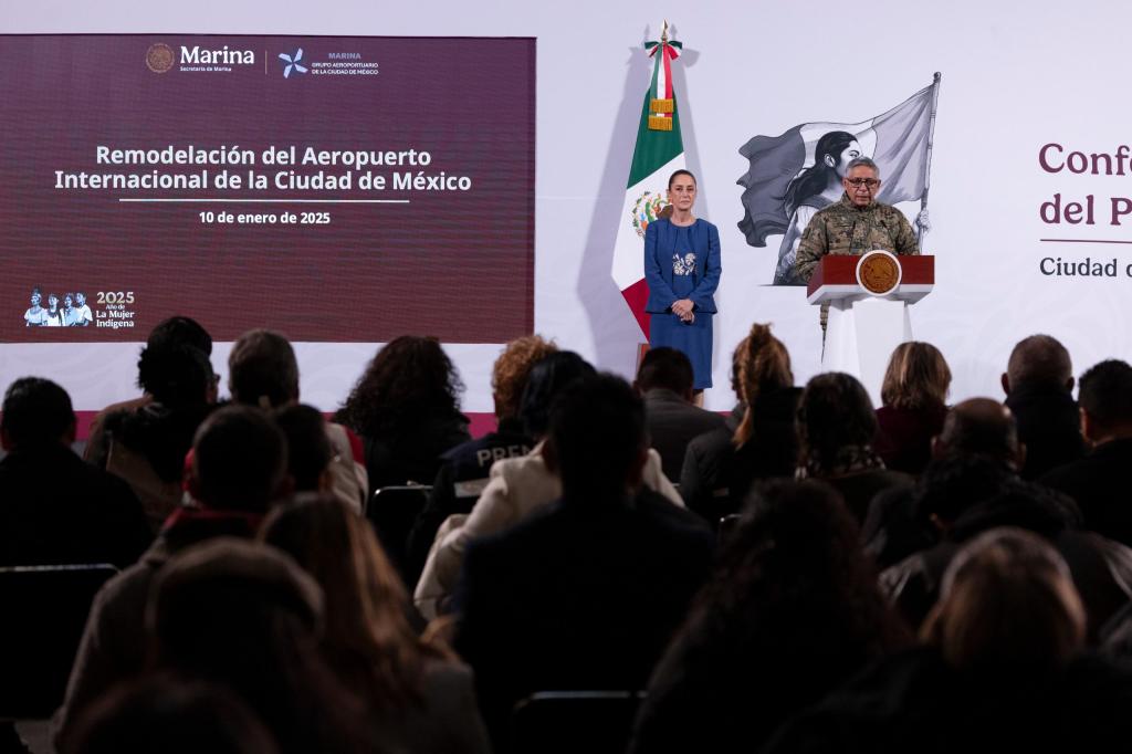 Presidenta de México Claudia Sheinbaum Pardo anuncia remodelación del Aeropuerto Internacional de La Ciudad de&nbsp;México.