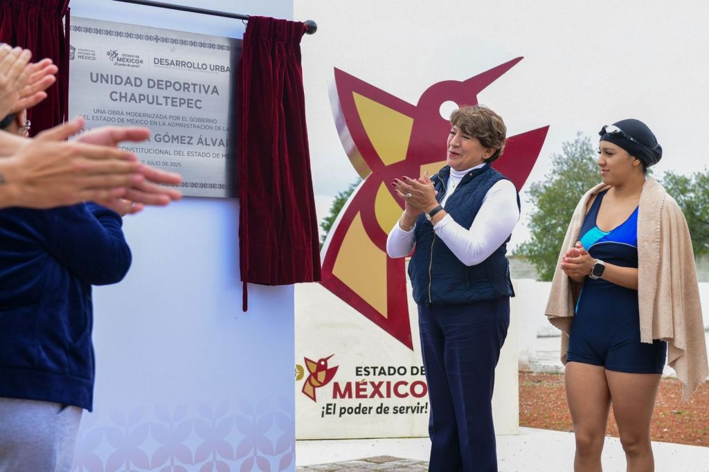 Gobernadora Delfina Gómez Álvarez entrega moderna Unidad Deportiva en Chapultepec con canchas, alberca y gimnasio; estuvo abandonada durante 20&nbsp;años.