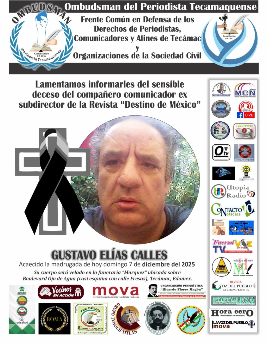 Mi más sentido pésame a la familia, amigos y compañeros de mi&nbsp;Gus.