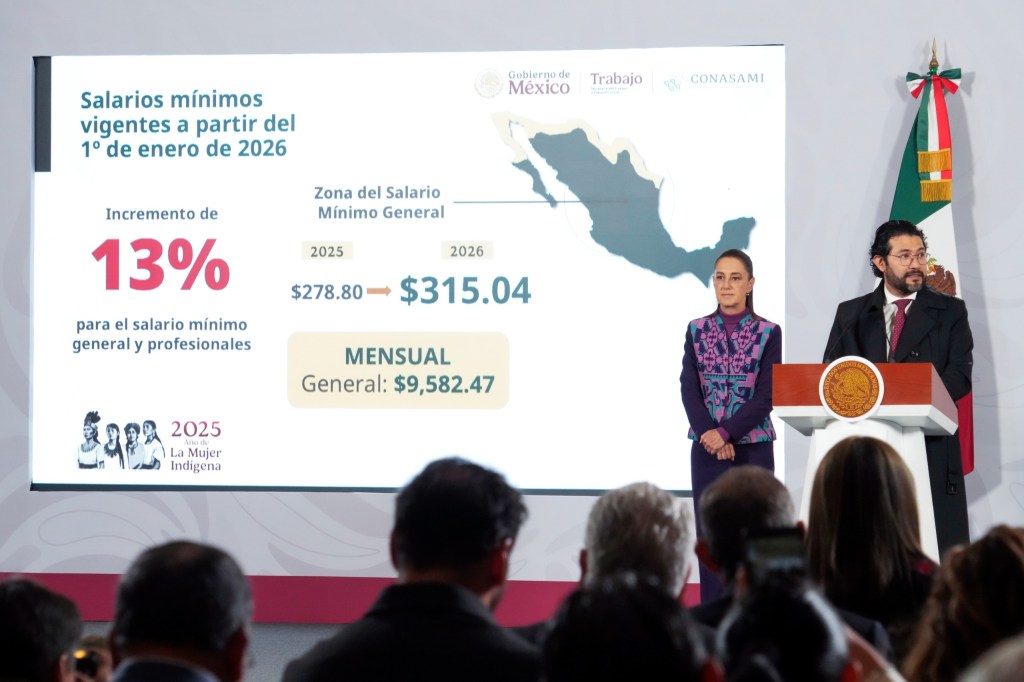 Presidenta Claudia Sheinbaum Pardo anuncia Incremento del 13% al Salario Mínimo General en&nbsp;2026.
