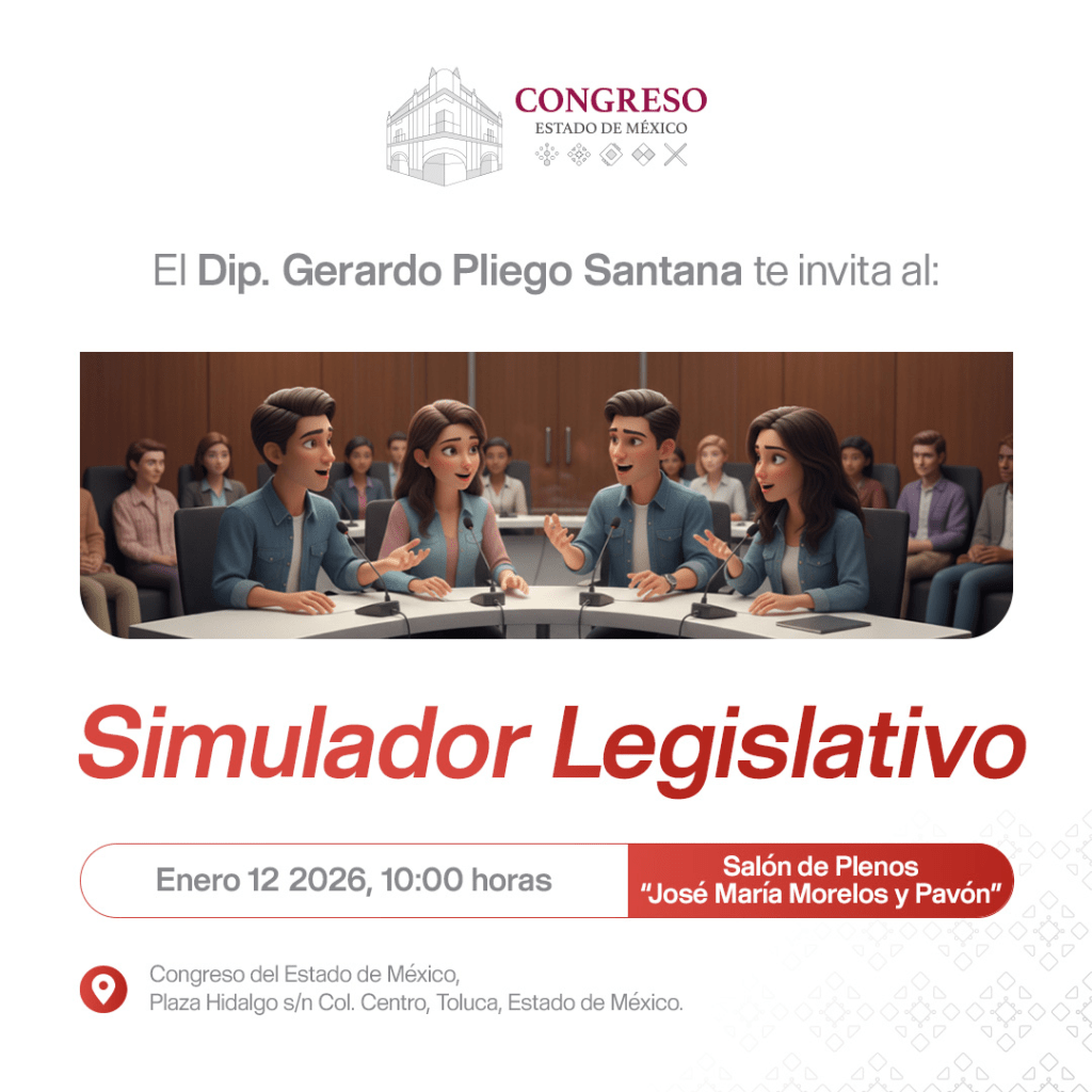 Este próximo lunes, estudiantes universitarios participarán en el Simulador Legislativo, donde expondrán sus propuestas de iniciativas de ley como diputadas y diputados, en un ejercicio ciudadano encabezado por el Diputado Gerardo&nbsp;Pliego.