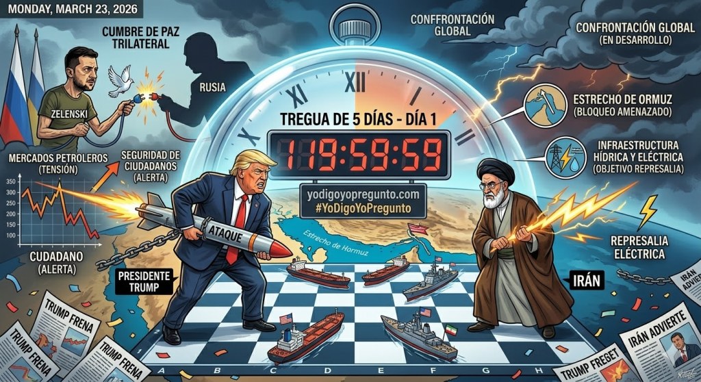 Trump frena ofensiva contra Irán: Tensa tregua de cinco días en Oriente&nbsp;Medio.