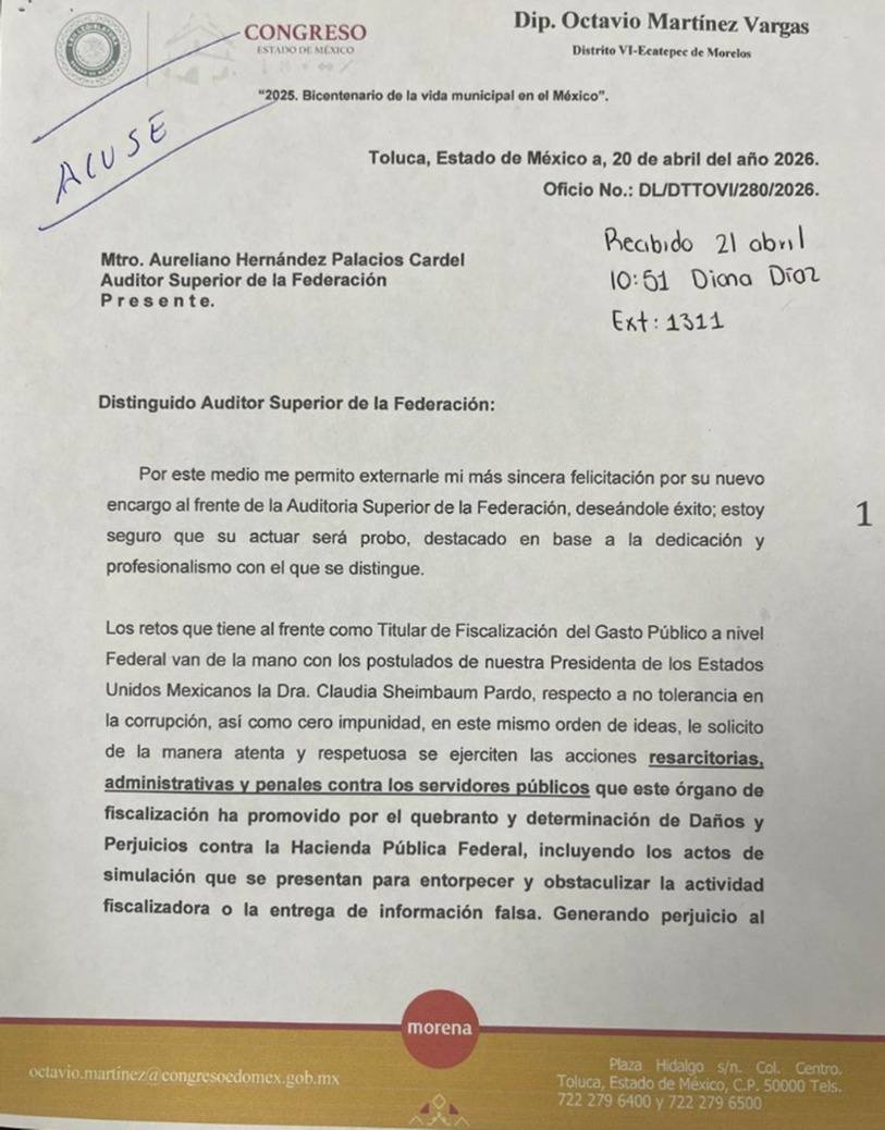 Octavio Martínez pide sanciones judiciales contra Fernando&nbsp;Vilchis.