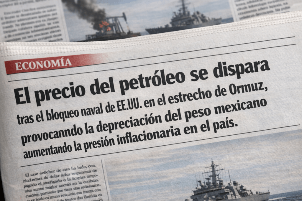 El precio del petróleo se dispara tras el bloqueo naval de EE.UU. en el estrecho de Ormuz, provocando la depreciación del peso mexicano y aumentando la presión inflacionaria en el&nbsp;país.