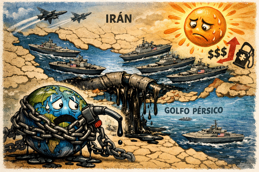 “Ormuz encadenado: el planeta ahogado por el petróleo”.