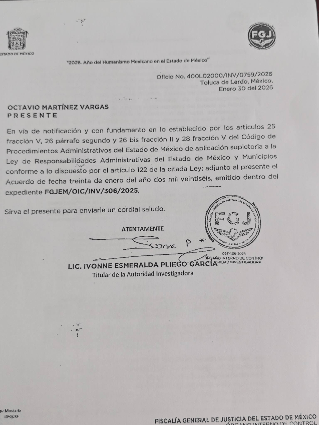 “Tribunal ordena investigar corrupción en la Fiscalía&nbsp;mexiquense”