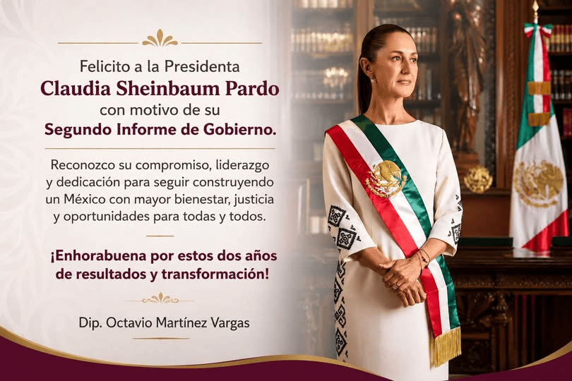 Octavio Martínez Vargas Reconoce Resultados del Segundo Año de Gestión de Claudia Sheinbaum&nbsp;Pardo.