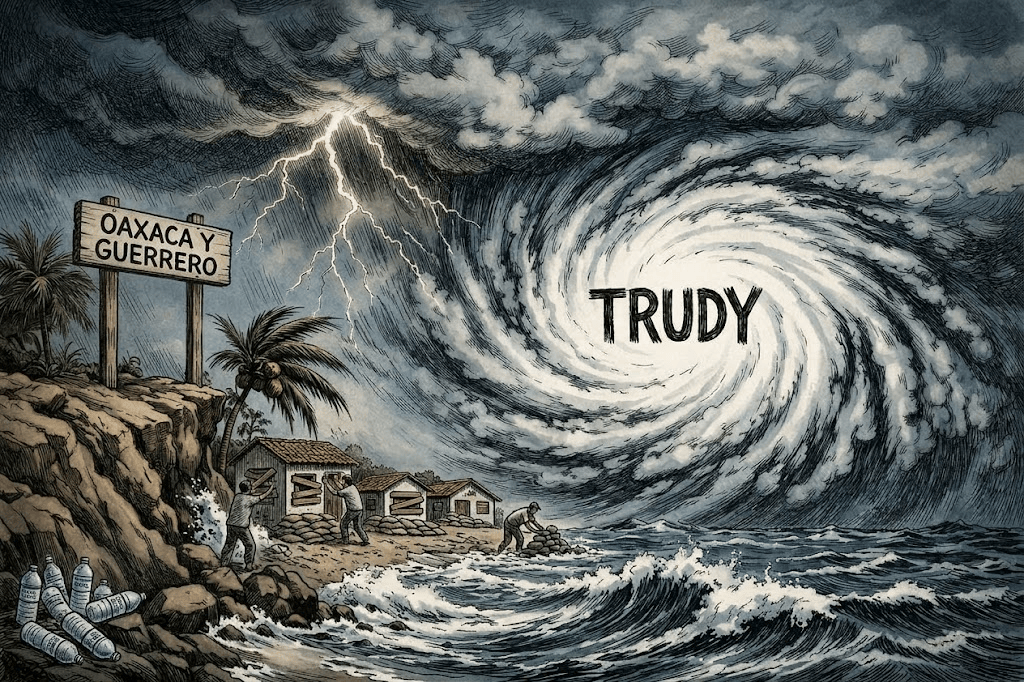 Frente a Las Costas de Guerrero y de Oaxaca, ahora Viene La Depresión Tropical y Futuro Huracán «Trudy».