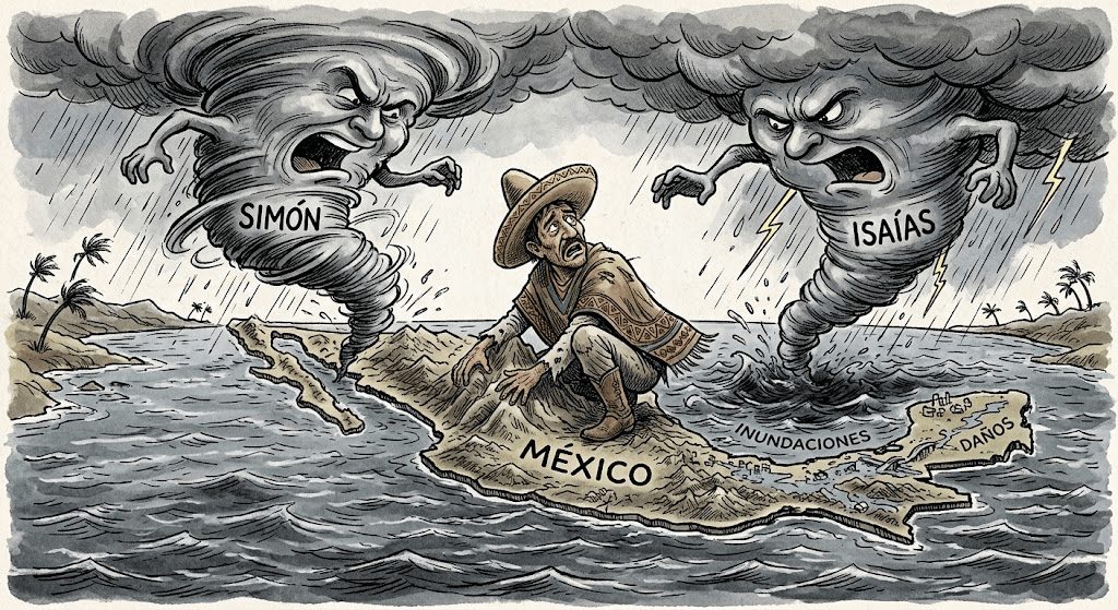 Corregimos, NO es Un Huracán el que ya Está en México, Son Dos, Simón e Isaías.
